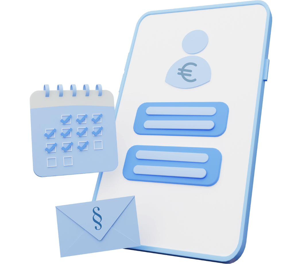 Symbolbild Handy mit Brief vom Finanzamt und Kalender